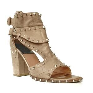 Laurence Dacade Nude Studded Leather Heels Sz 40 | Italian Designer Glam Sandals